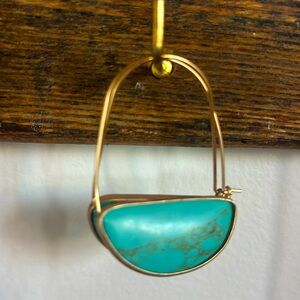 Anthro Turquoise Crescent Hoop Earrings